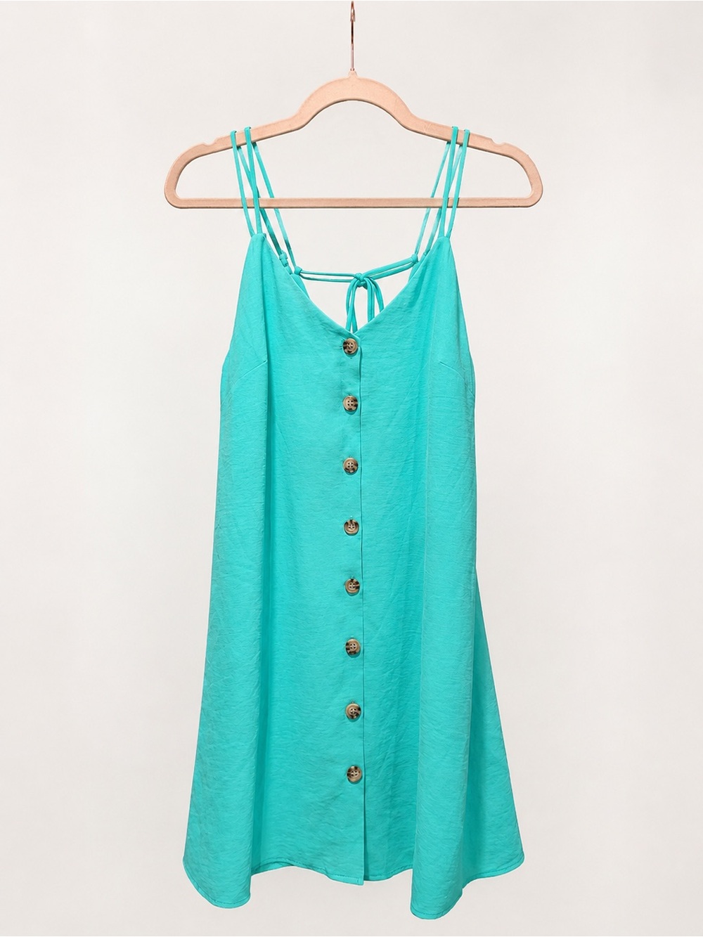 Naked Zebra Teal Button Front Strappy Midi Dress Size Small